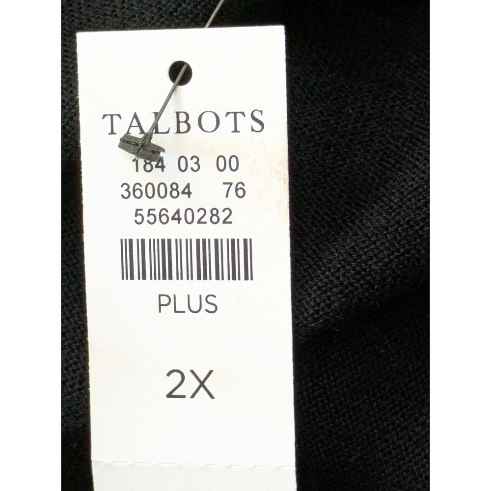 Talbots Plus‎ Long Sleeve Sweater Pullover V-Neck Merino Wool Size 2X Black NWT - Picture 6 of 6